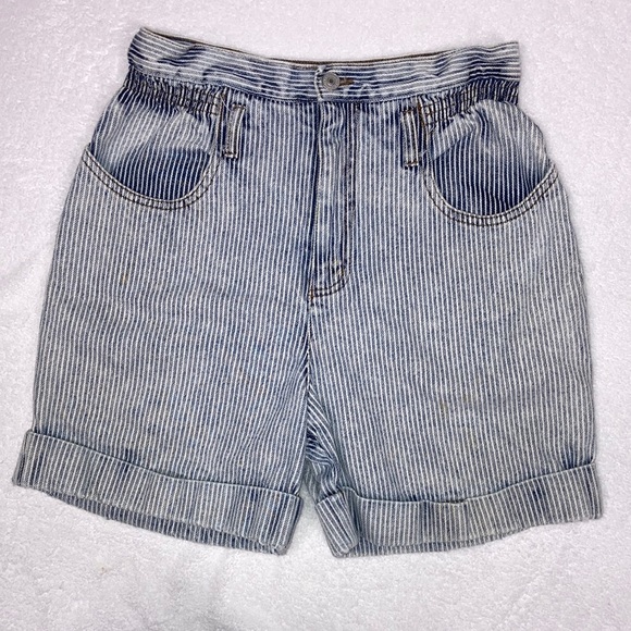 Vintage jordache acid washed distressed high waisted engineer stripe shorts 9/10 - Picture 1 of 9